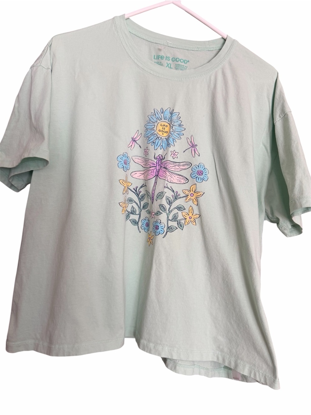 Life is Good Women’s Mint Dragonfly Floral Tee